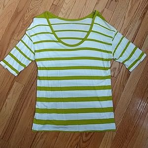 Scoop Neck Top with Spring Green Stripes